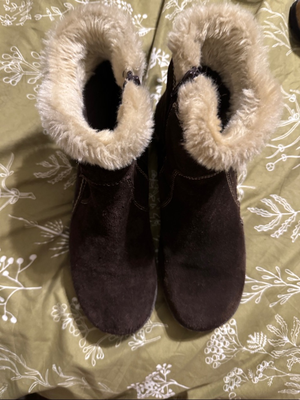 G.H. Bass & Co. Brown Suede Faux-Fur Cuffed Ankle Boots